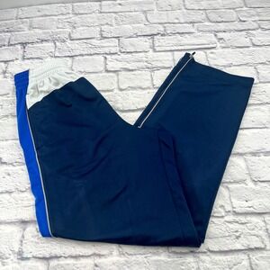 Nike Basketball Men Small Navy Blue White Colorblock Warm Up Track Pants Zip Leg